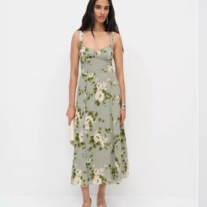 Reformation Sage Floral Midi Dress